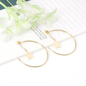 Open Hoop Earrings with Stars